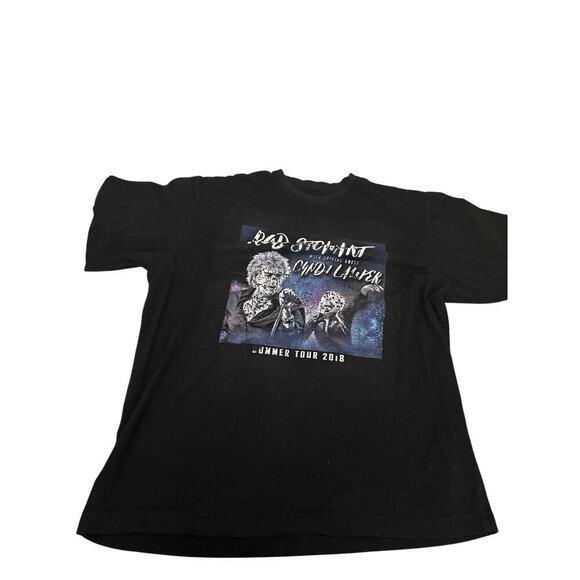 Rod Stewart Cyndi Lauper tour band T-shirt 2018 tour black men's SZ XL - Picture 2 of 3
